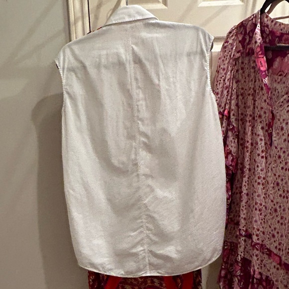 Helmet Lang Sleeveless Button Down Grommet Collar Poplin Top White Small - Picture 5 of 5
